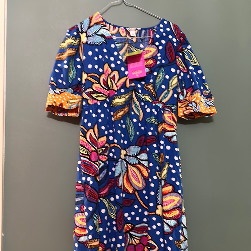 Tabitha Brown long blue floral summer dress